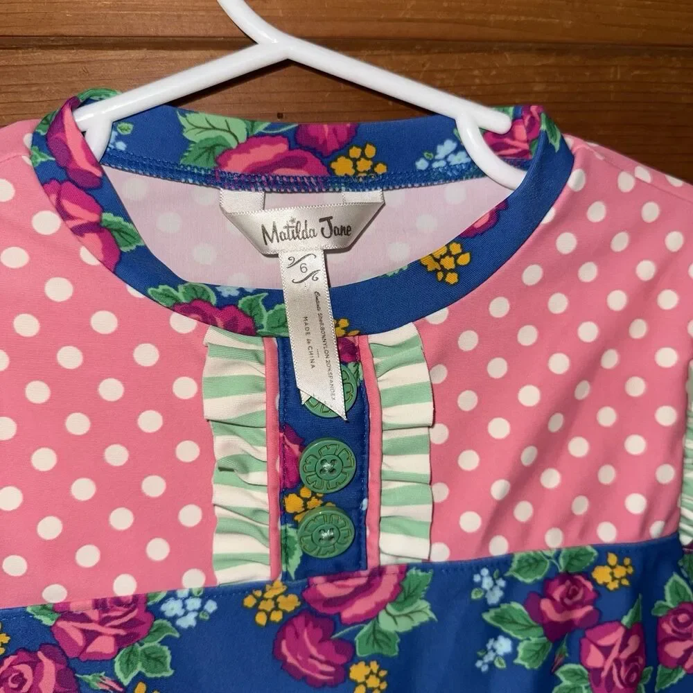 Matilda Jane Girls Rash Guard Size 6 Swim Suit Top Brilliant Dreams